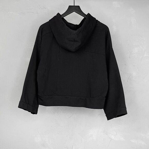 Thom Krom Black Cropped French Terry Hoodie Sweatshirt WS92 Women's Small - Picture 4 of 5